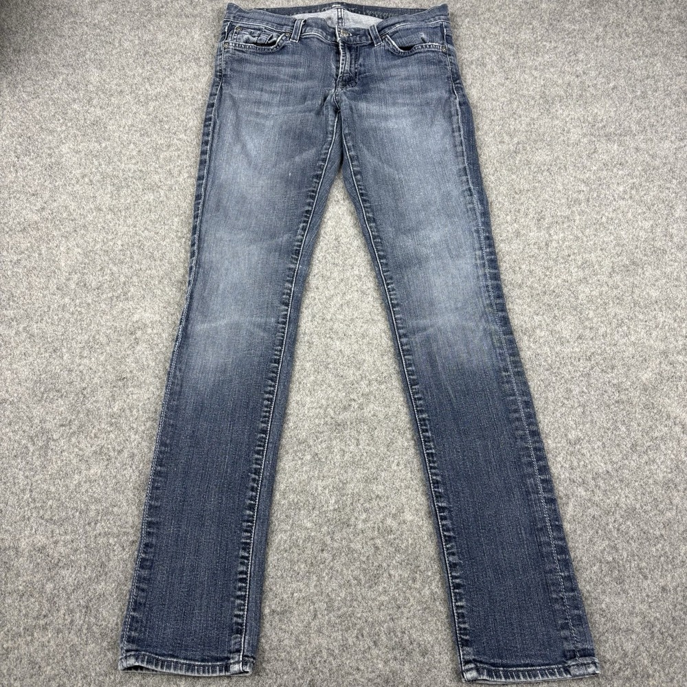 7 For All Mankind Roxanne Jeans Womens 28 Blue Stretch Skinny Slim Faded Casual